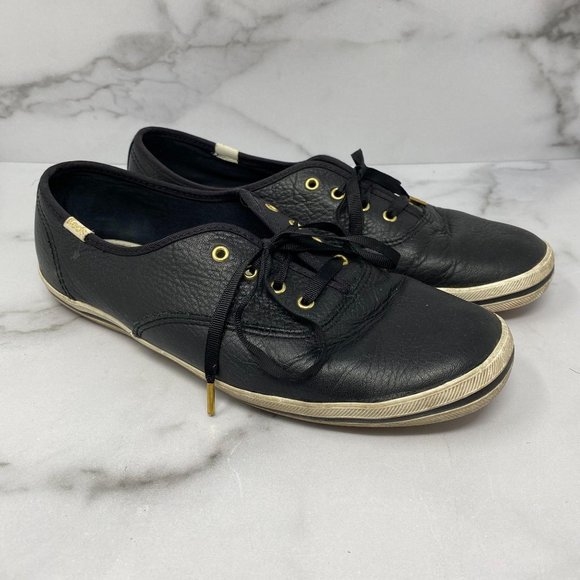 Keds Kate Spade Black Leather Sneakers Size 9